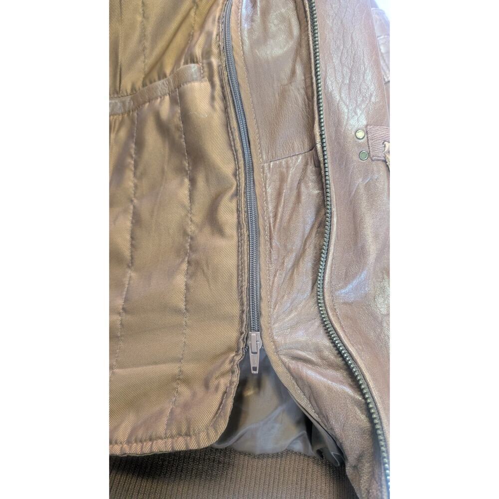 Vintage Brown Wilson's Leather Bomber Jacket with Faux Shearling Collar - XL - Picture 7 of 13